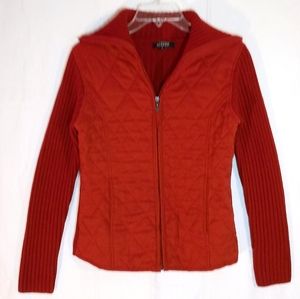 S Creazioni Effeci Quilted Red Sweater Jacket Vintage Cozy